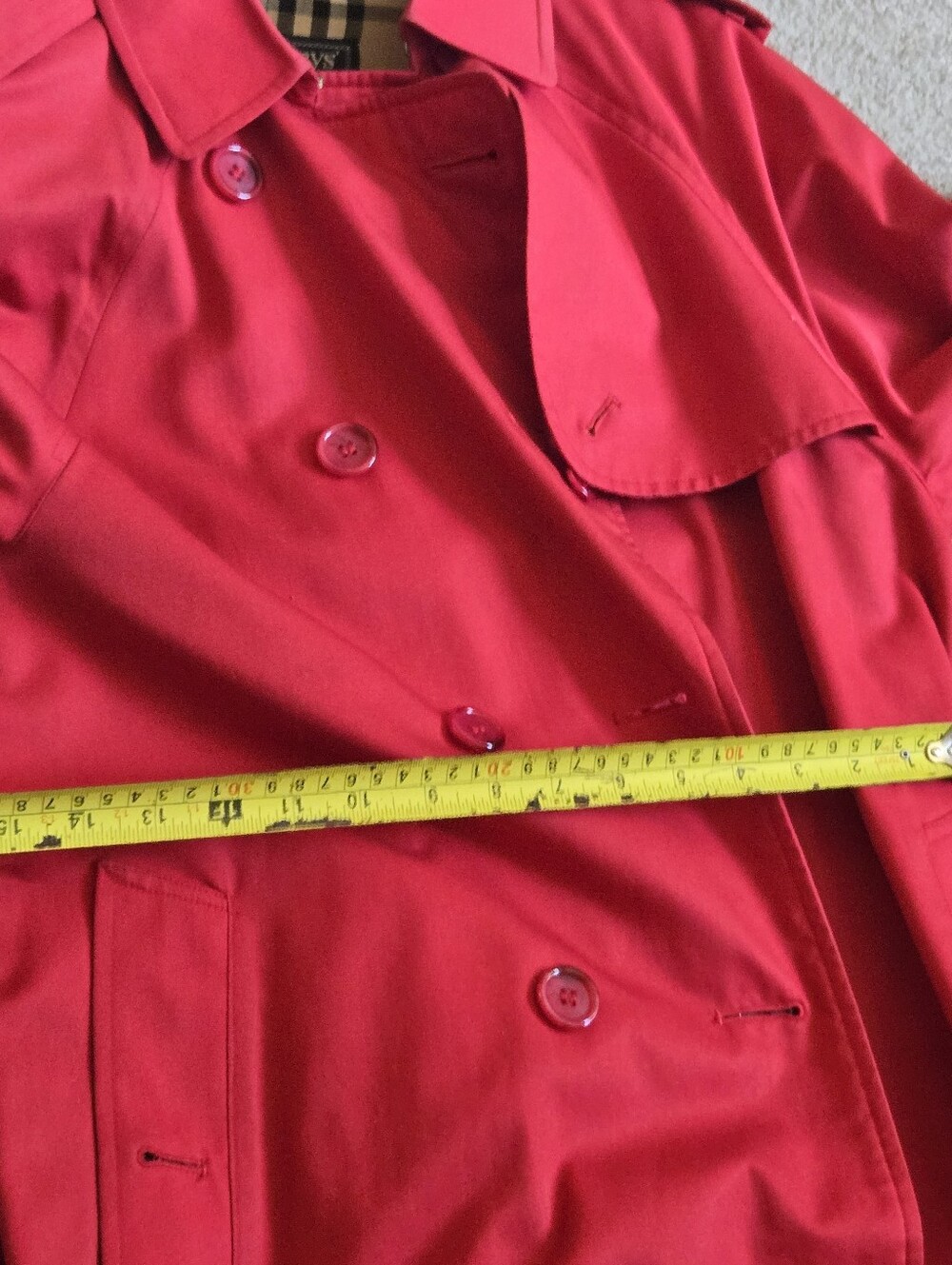 vintage red Burberry Gabardine Double Breasted Plaid Lining trench coat - Picture 12 of 14